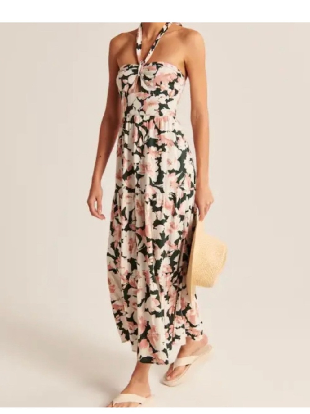 Abercrombie & Fitch Knotted Halter Floral Maxi Dress